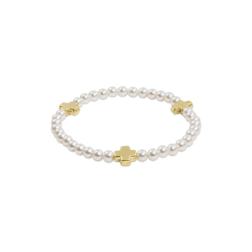 enewton - Pearl Signature Cross 4mm Pearl & Gold-Filled Bracelet (Extends 7.25")
