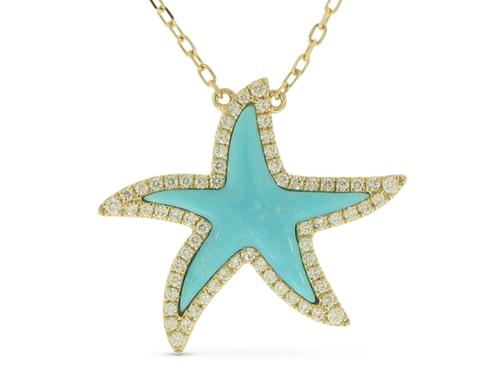 14KY Turquoise & Diamond Starf