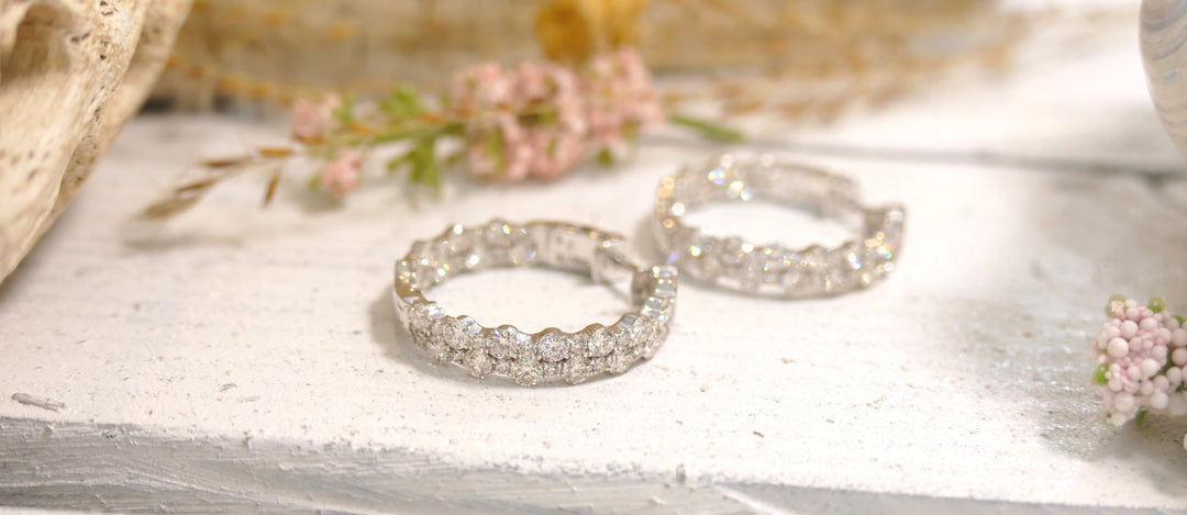 14k White Gold 3.5ct Diamonds Small Hoop Inside Out Earrings