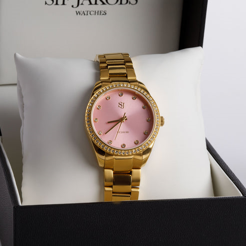 Sif Jakobs - Stainless Steel - 18K Gold Plated "Valeria" Pink Sunray Dial Watch