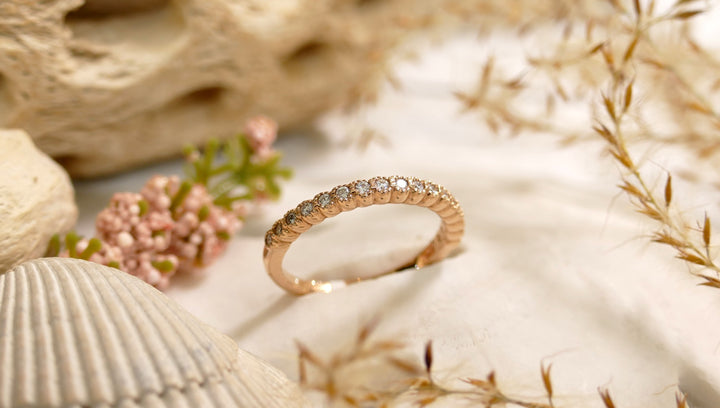 14K Rose Gold 0.17ct Natural Diamond Ring (Size 6.5)