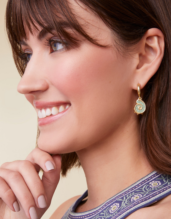 Spartina - - 18K Gold Plated Seafoam Nautilus Shell Drop Earrings