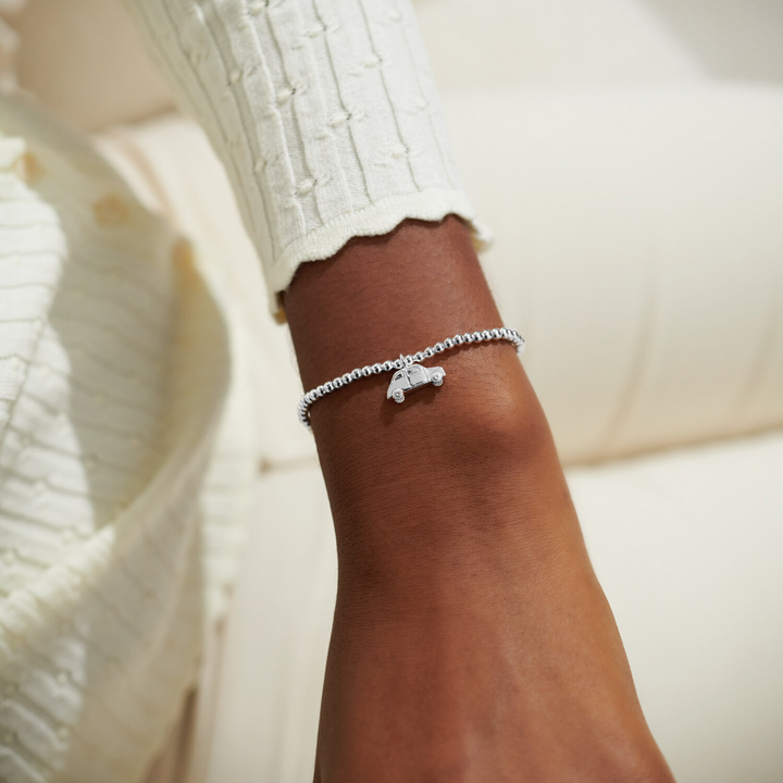A Little & Co - Brass - Silver Plated - Car - You've Passed! Crystal Stretch Bracelet