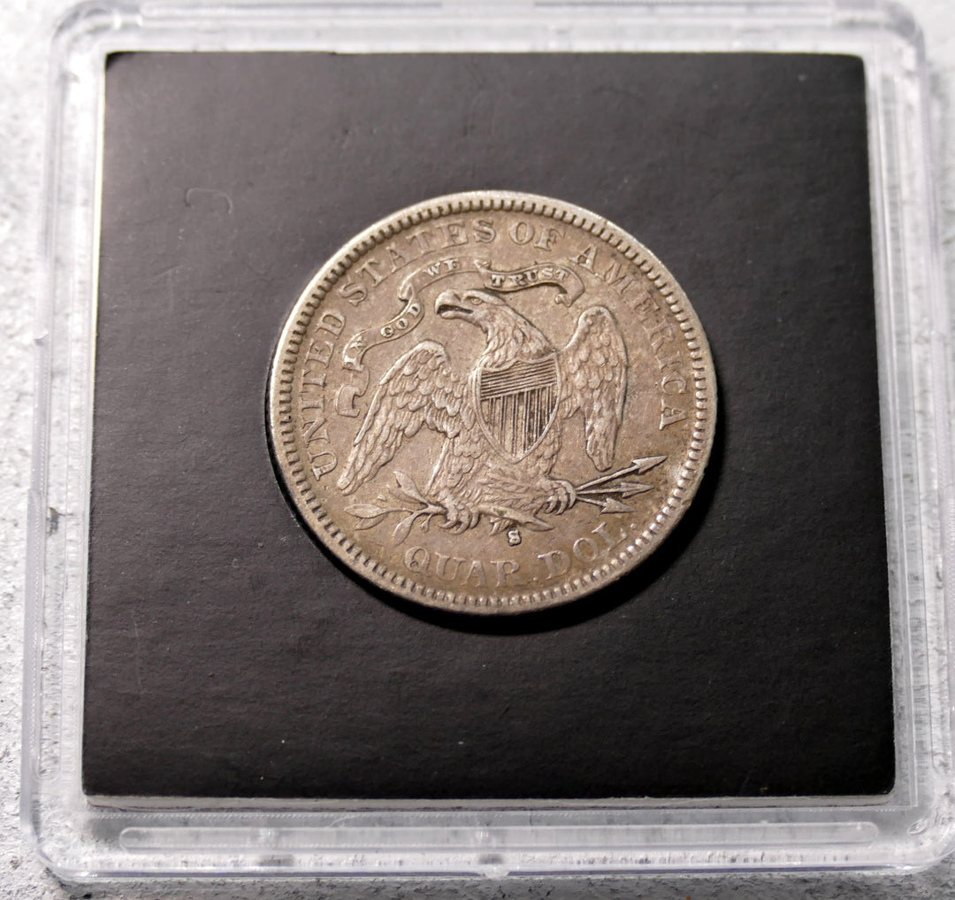 United States 1876-S Seated Liberty Quarter AU 50