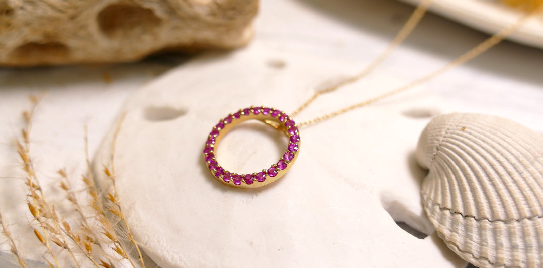 14k Yellow Gold 0.72ct Pink Sapphire Necklace