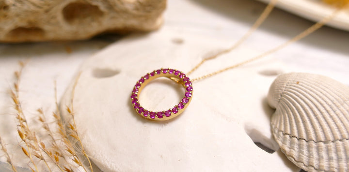 14k Yellow Gold 0.72ct Pink Sapphire Necklace