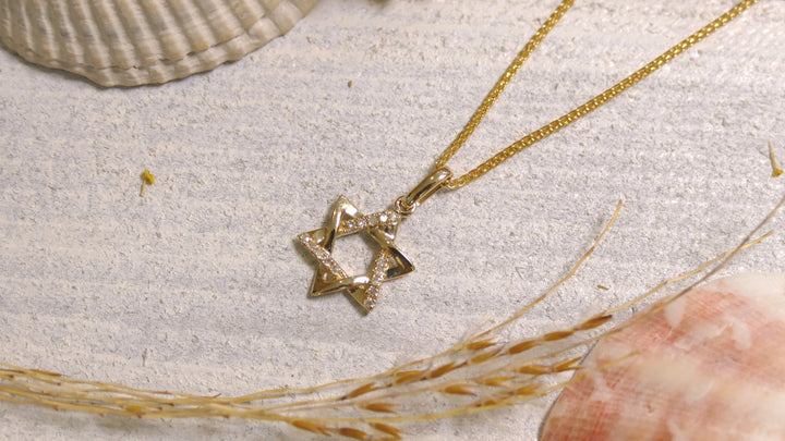 14k Yellow Gold Diamond 0.05ct Star of David Necklace