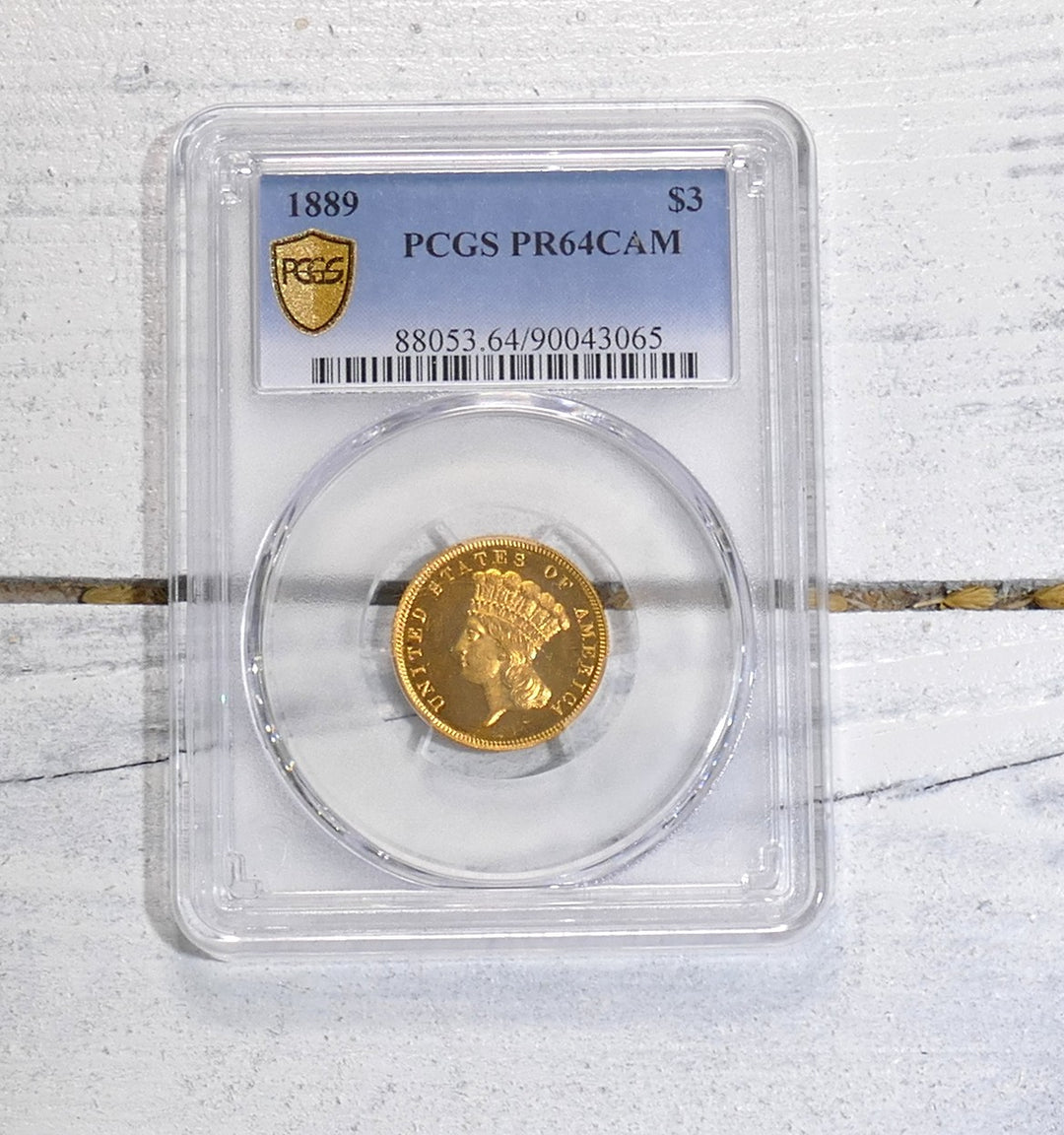 US 1889 3 DOLLAR PIECE PHILLY MINT PF64CAM
