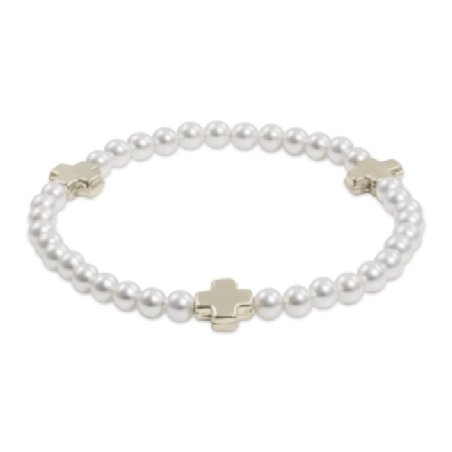 enewton - Pearl Signature Cross 4mm Pearl & Gold-Filled Bracelet (Standard 6.25")