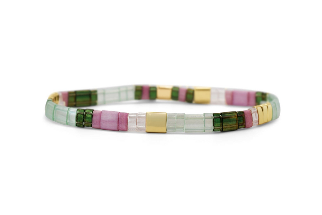 Stia Couture - - Gold "Free Spirit" Tila Bead Stretch Bracelet