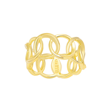 CIRCLE LINK RING - SS, 14KGP -