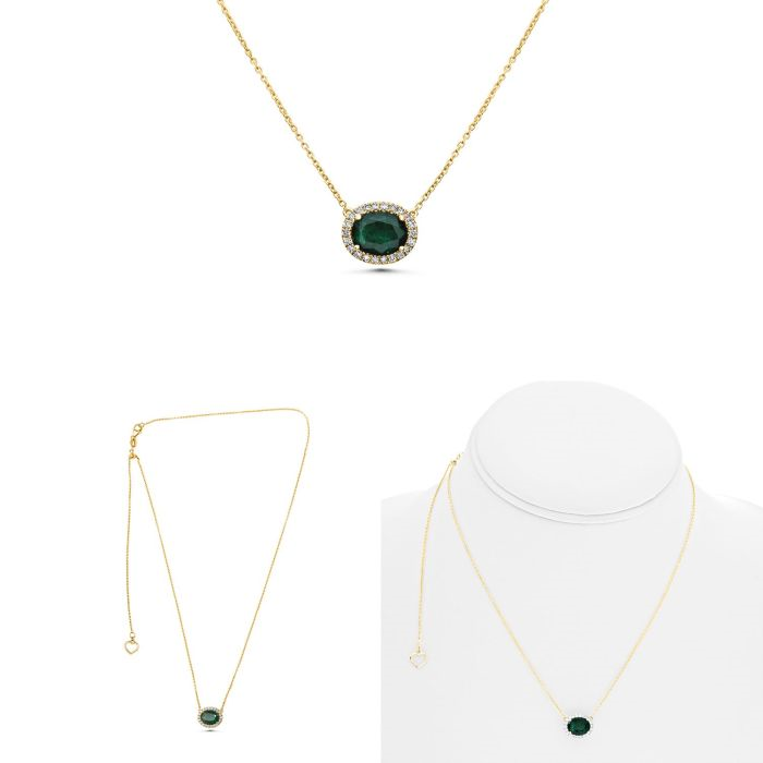 14k White Gold Emerald Necklace