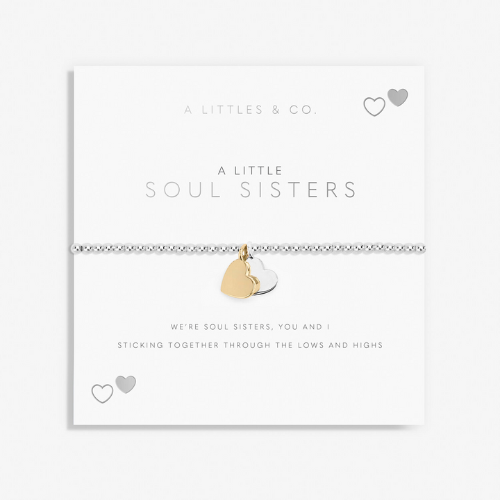 A Little & Co - Brass - Silver Plated - Soul Sister Crystal Heart Stretch Beaded Bracelet 6 7/8"