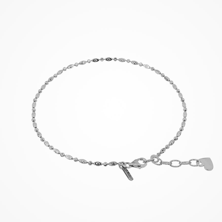 Desmos - Sterling Silver - Silver Oval/Round Bead Anklet 9"
