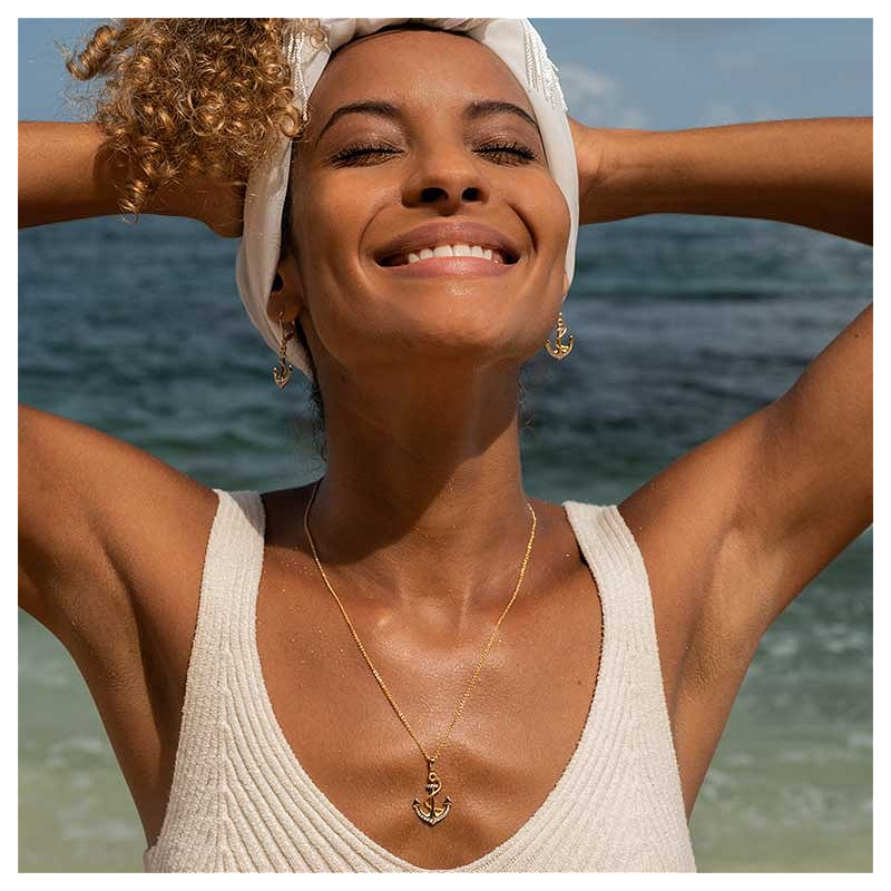Sterling Silver Cubic Zirconia 18" Anchor Necklace