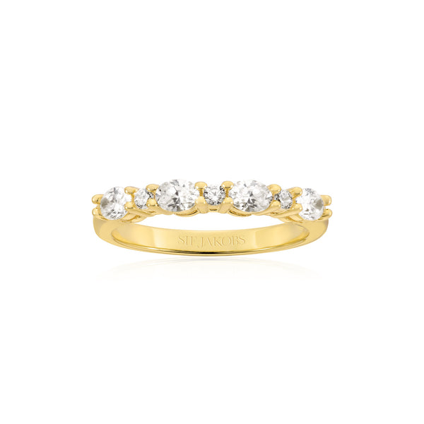 Sif Jakobs - Sterling Silver - 18K Gold Plated "Ellera Ovale" Cubic Zirconia Ring (Size 6.75 / 54)