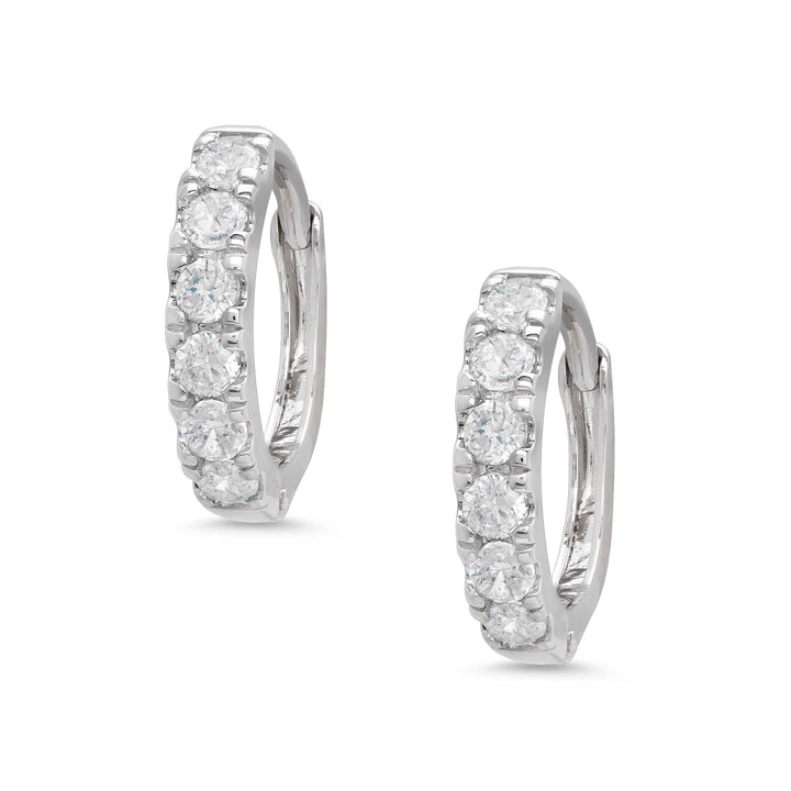 CZ Hoop Earrings - White (3 mm