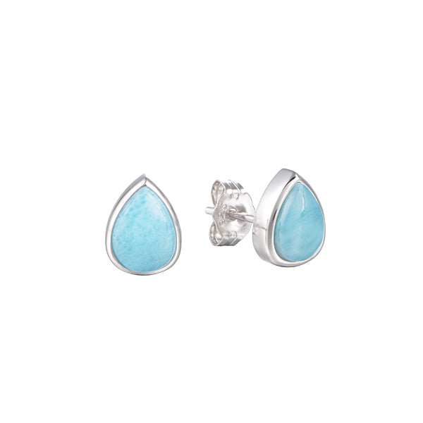 SS 925 Pear Larimar Stud Earri