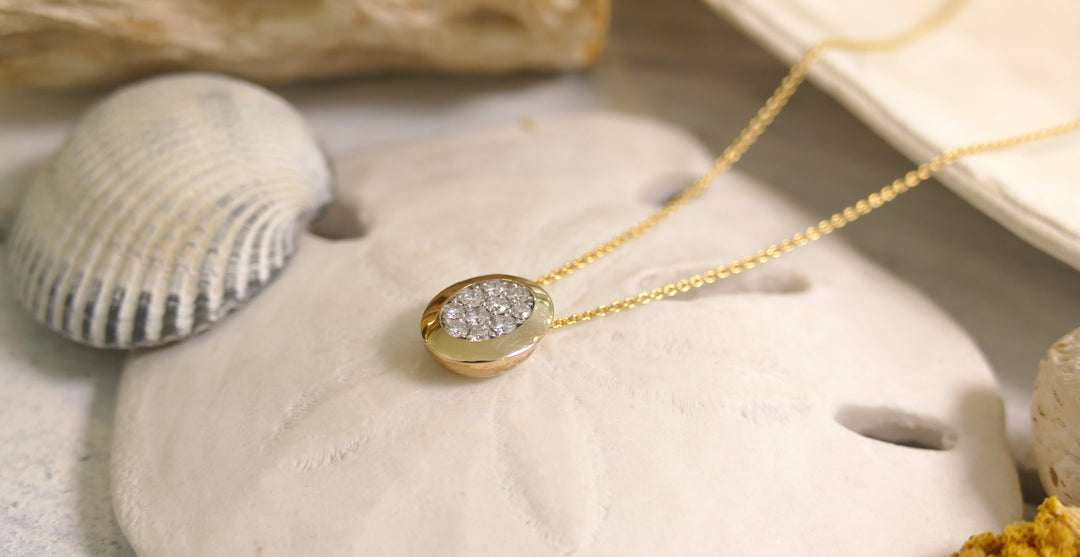 14k - Yellow Gold 0.25ct Oval Natural Diamond Necklace 18"