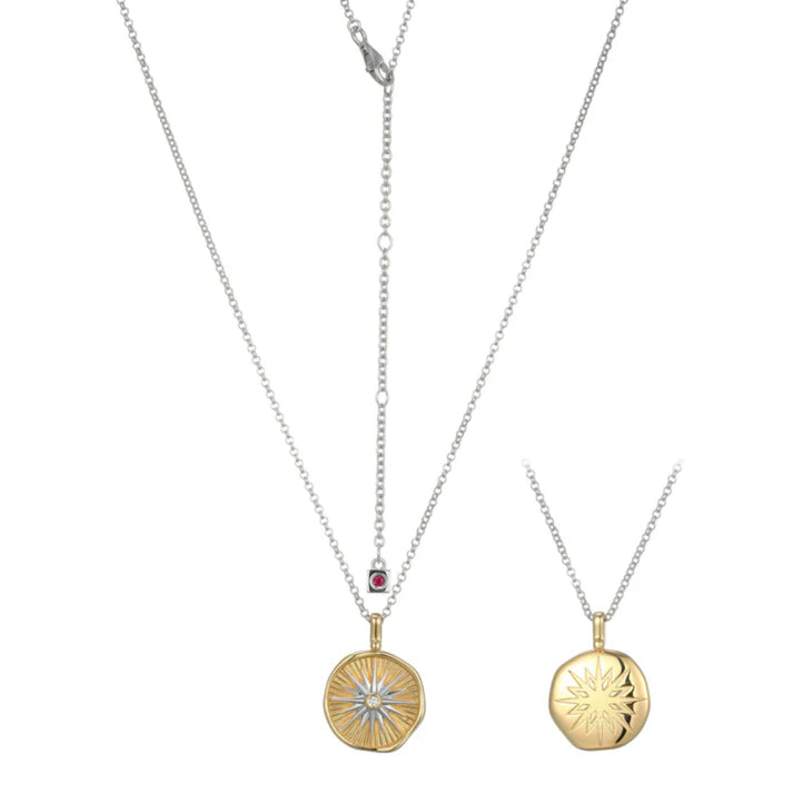 ELLE PARIS - Sterling Silver - Two Tone Bohemian White Sapphire North Star Necklace