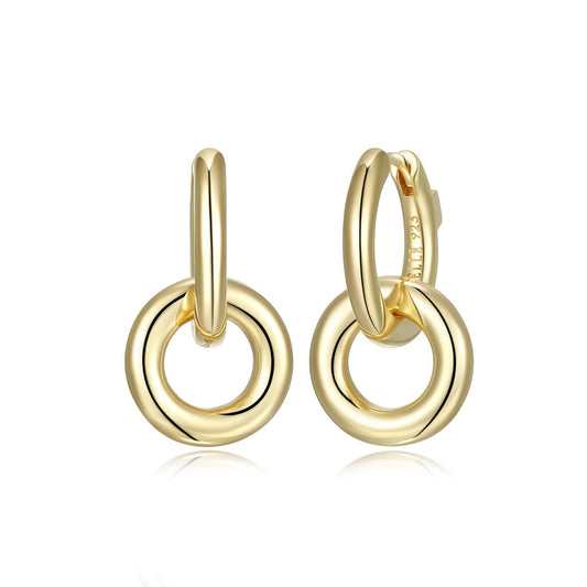 ELLE PARIS - Sterling Silver - Gold Plated Double Circle Hoop Earrings
