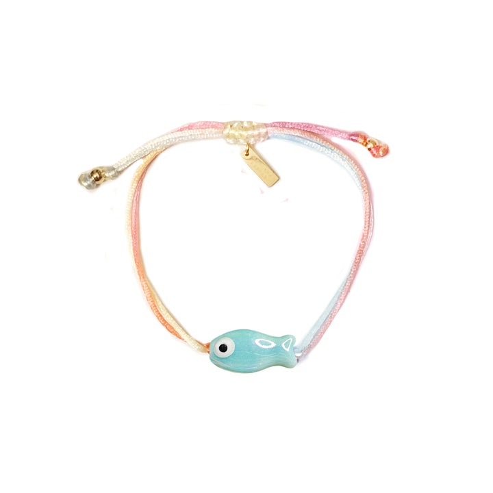 Adriana Pappas - Ceramic - 14K Gold Filled Blue Cord Fish Bracelet - Adjustable