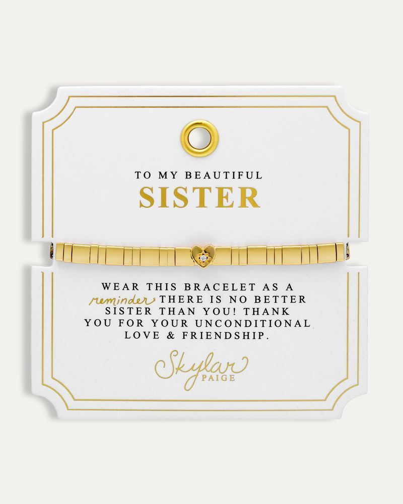 Stia Couture - - Gold Plated "To My Beautiful Sister" Stretch Bracelet