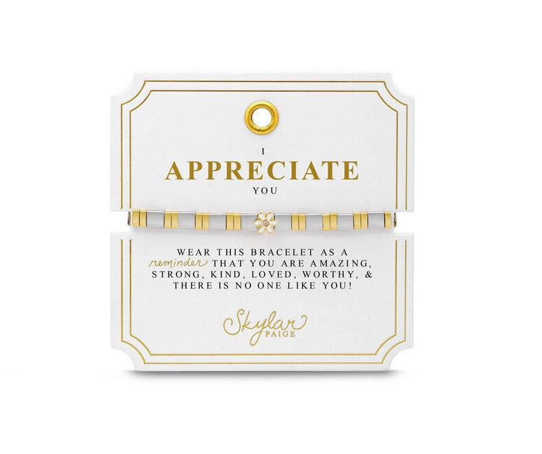 Stia Couture - - Two Tone "I Appreciate You" Stretch Bracelet