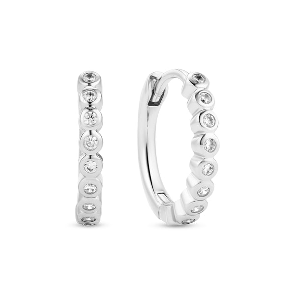 Sif Jakobs - Sterling Silver - Silver Sarzana Bezel Cubic Zirconia Hoop Earrings