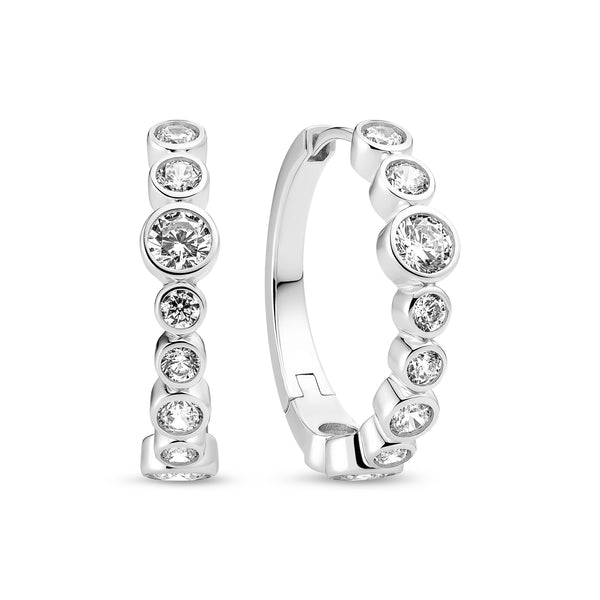 Sif Jakobs - - Silver Sardinien Creolo Cubic Zirconia Hoop Earrings
