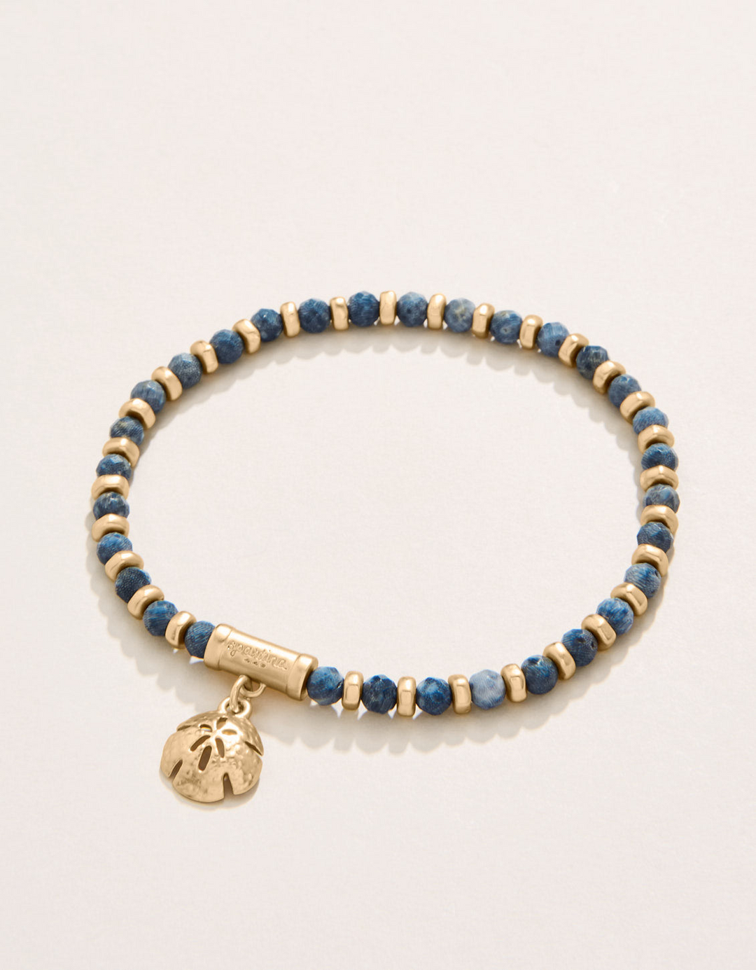 Spartina - - 18K Gold Plated Calm Waters - Blue Coral 4mm Stretch Bracelet