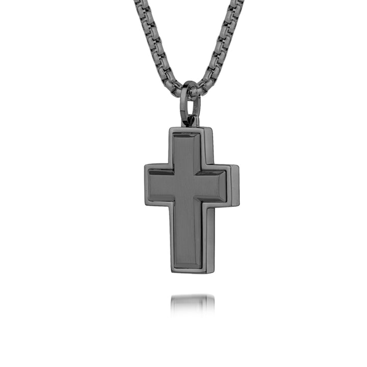 Italgem Steel - Gunmetal IP S. Steel Brushed Cross Chain