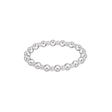 enewton Classic Grateful Pattern 4mm Pearl & 2mm Sterling Silver Bracelet (Standard 6.25" )
