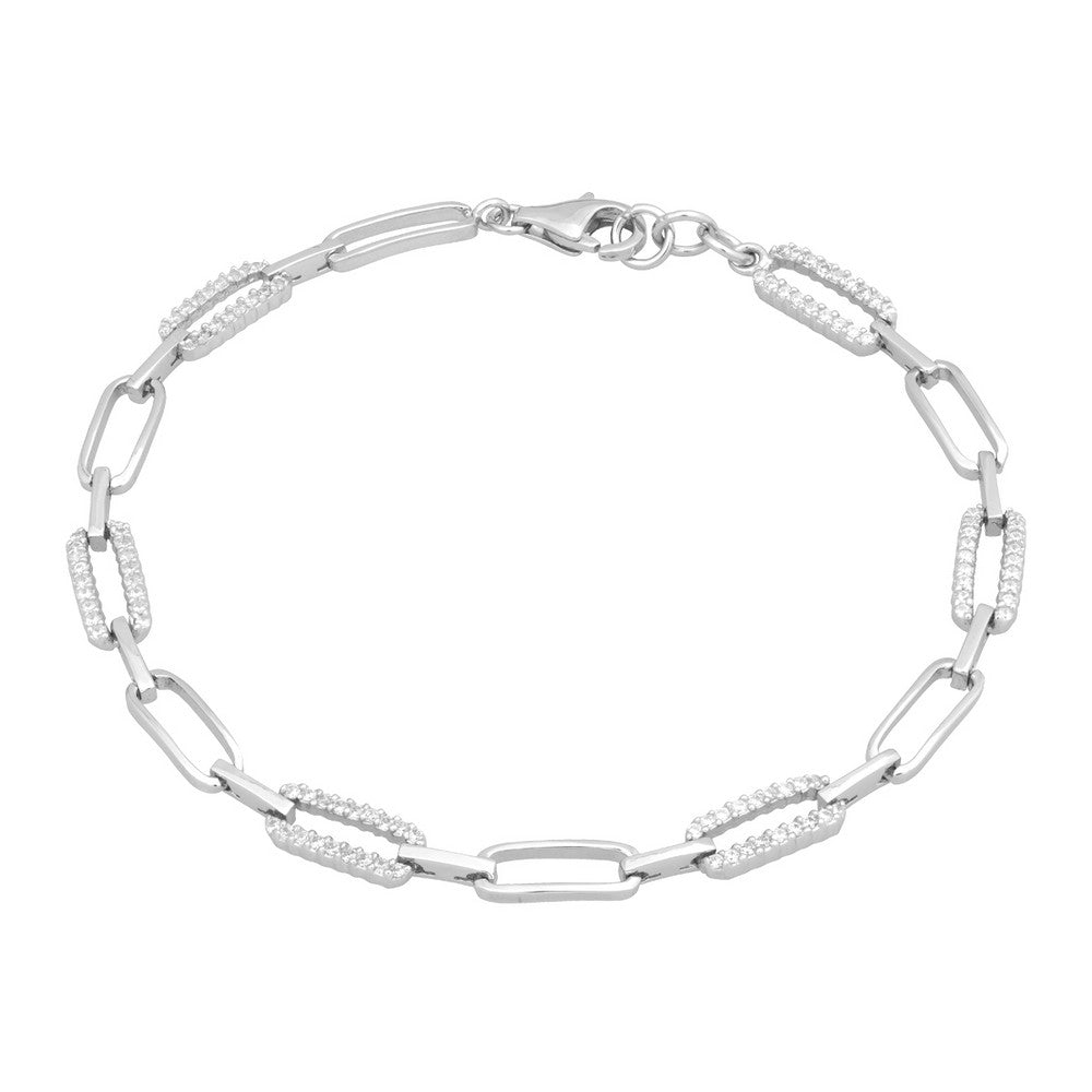 Sterling Silver Alternating CZ