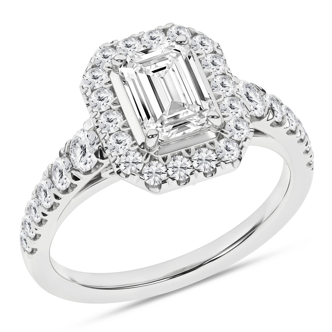 Ring Emerald Cut 14K White Gold Lab Grown Diamond 1.75ct. Size