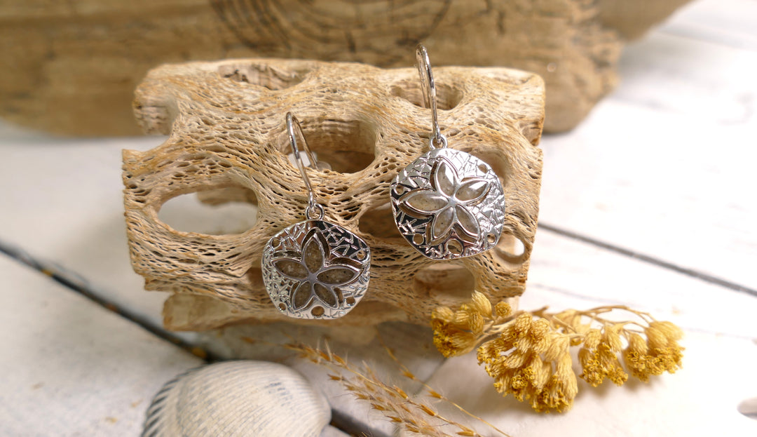 Dune - Sterling Silver - Sanddollar Ocean City Beach Sand Drop Earrings