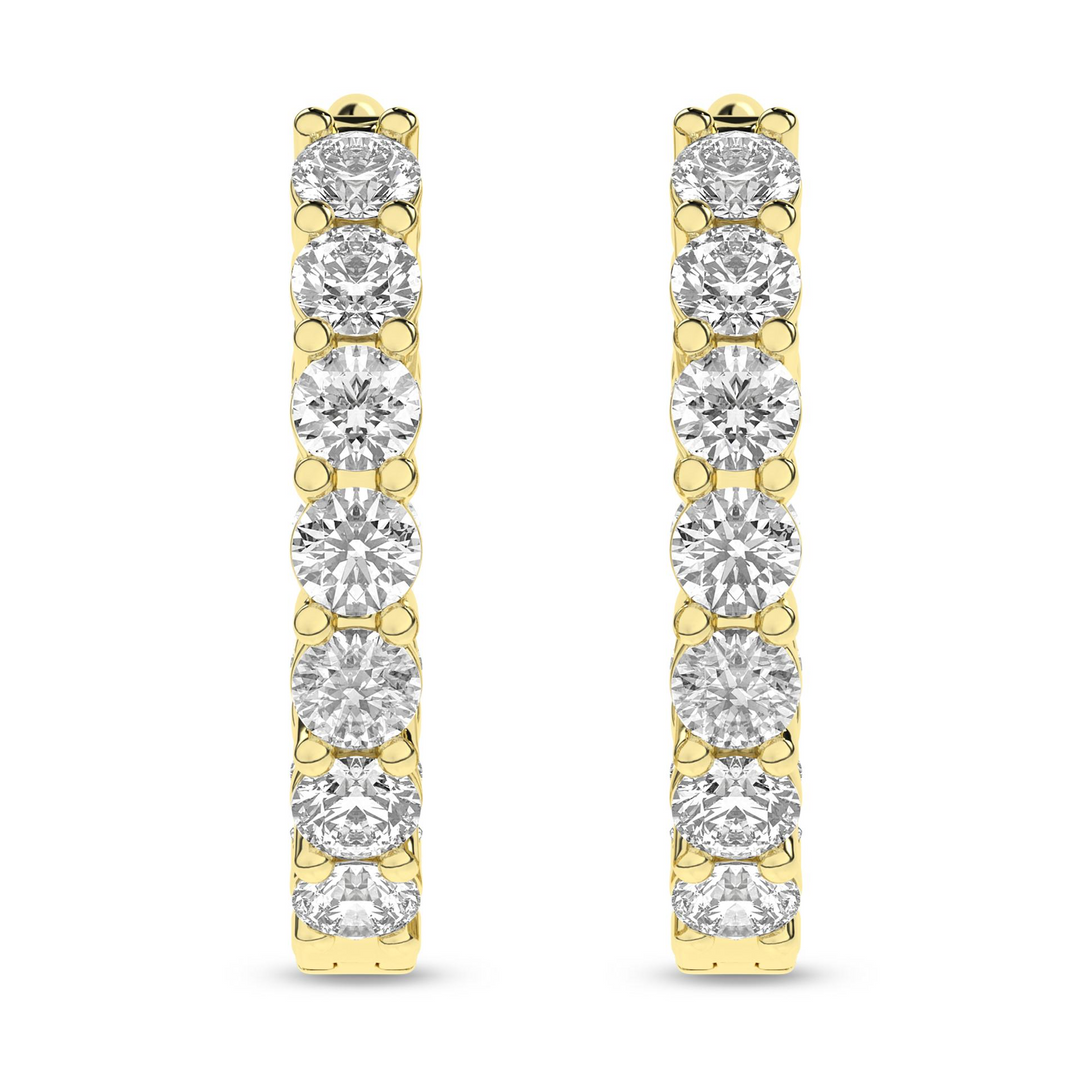 14k Yellow Gold 1ctw Lab Grown Diamond Round Huggie In & Out Earrings