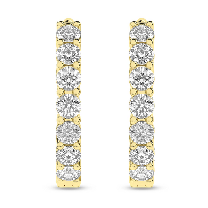 14k Yellow Gold 1ctw Lab Grown Diamond Round Huggie In & Out Earrings