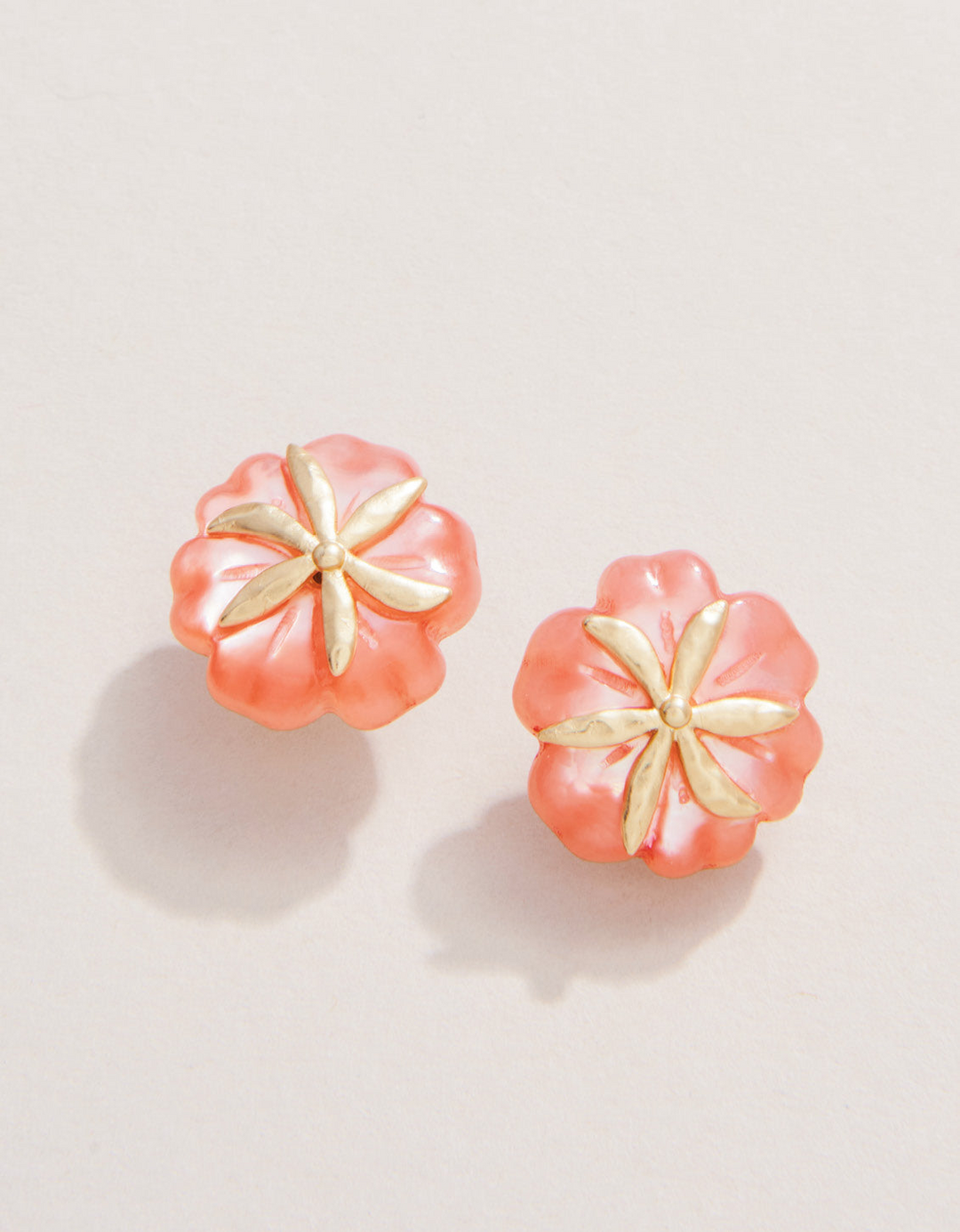 Spartina - - 18K Gold Plated Pink Mother of Pearl Flower Stud Earrings