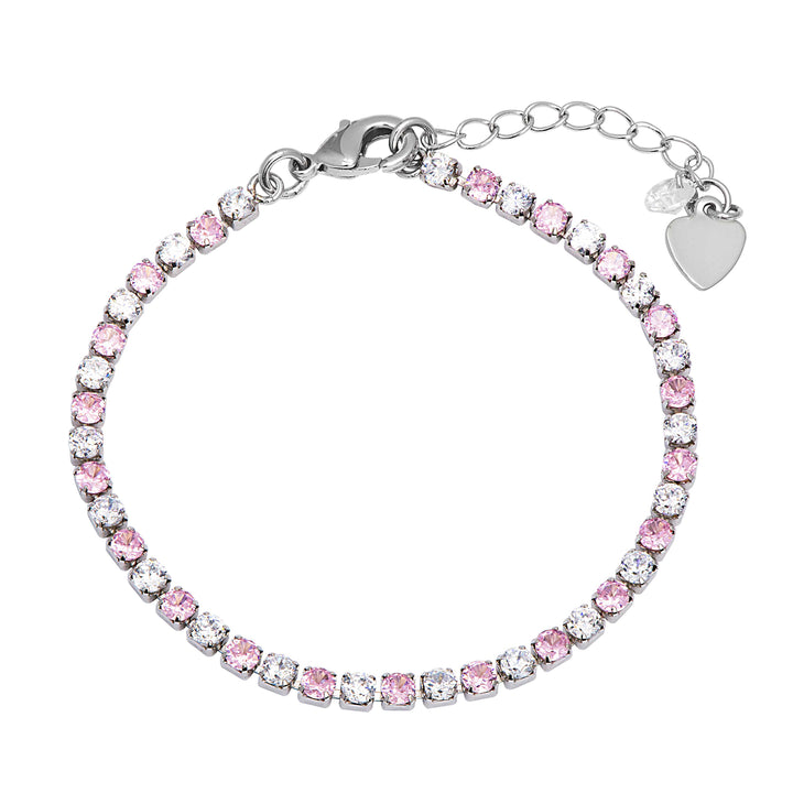 CZ Tennis Bracelet (Pink/White