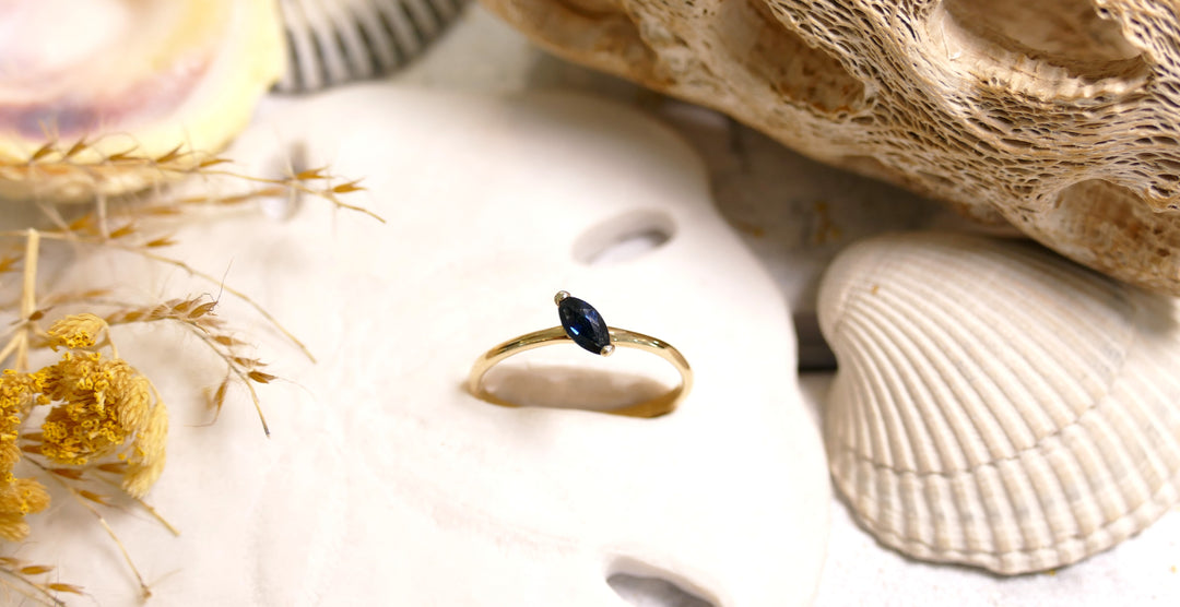 14k Yellow Gold London Blue Topaz Stackable Ring (Size 7)