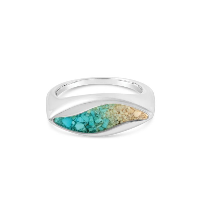 Dune - Sterling Silver - Turquoise Gradient Ocean City Beach Sand Ring (Size 6)