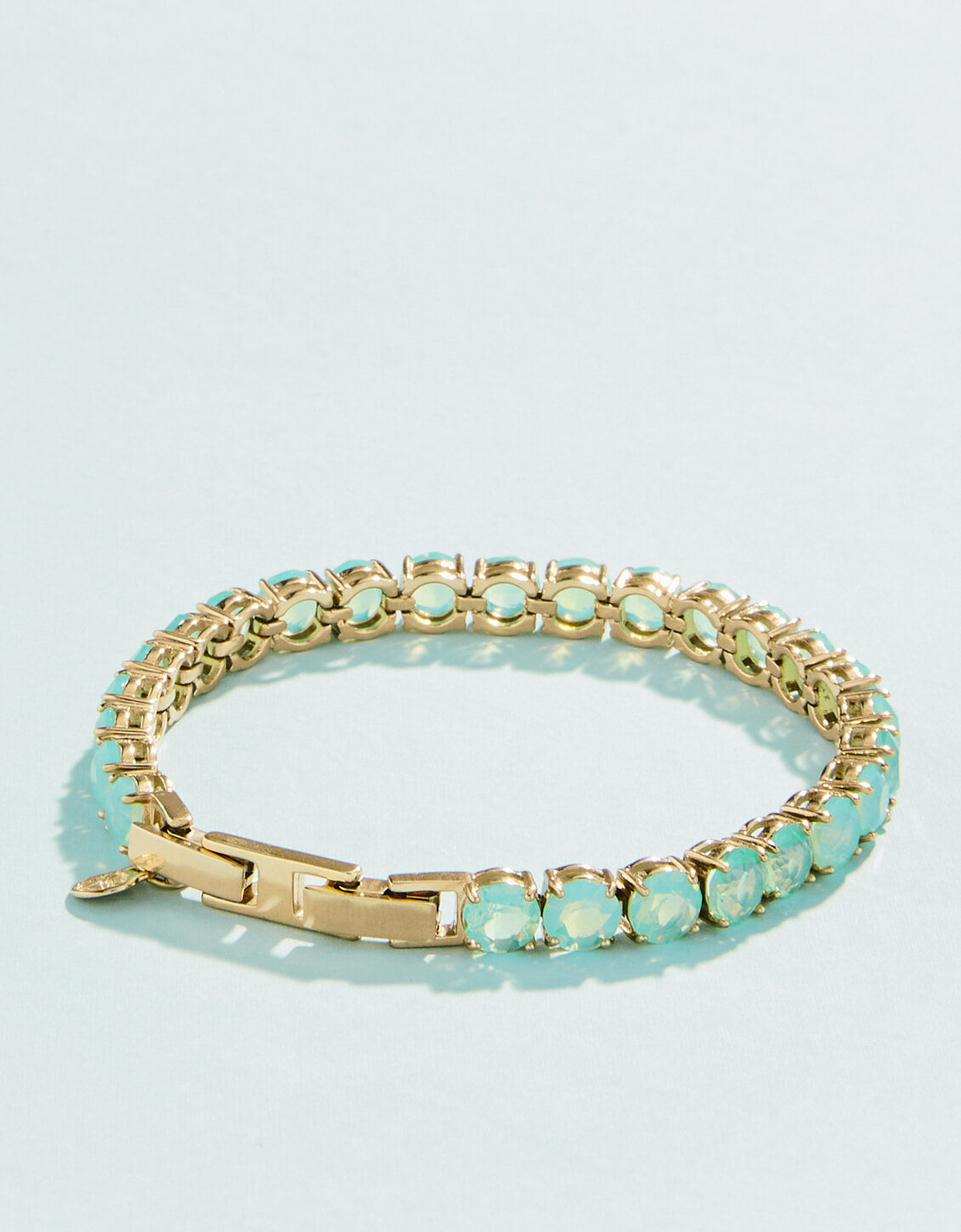 Stainless Steel 14K Gold Plated Crystal Round Tennis Bracelet