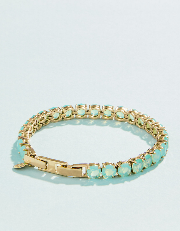 Stainless Steel 14K Gold Plated Crystal Round Tennis Bracelet