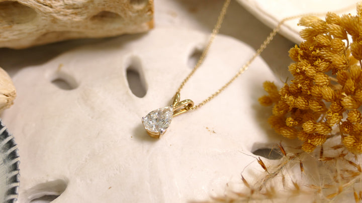14k Yellow Gold Pear Cut - Monte Luna 1.00ct Lab Diamond Necklace