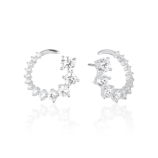 Sif Jakobs - Sterling Silver - "Belluno Circolo" Cubic Zirconia Hoop Earrings