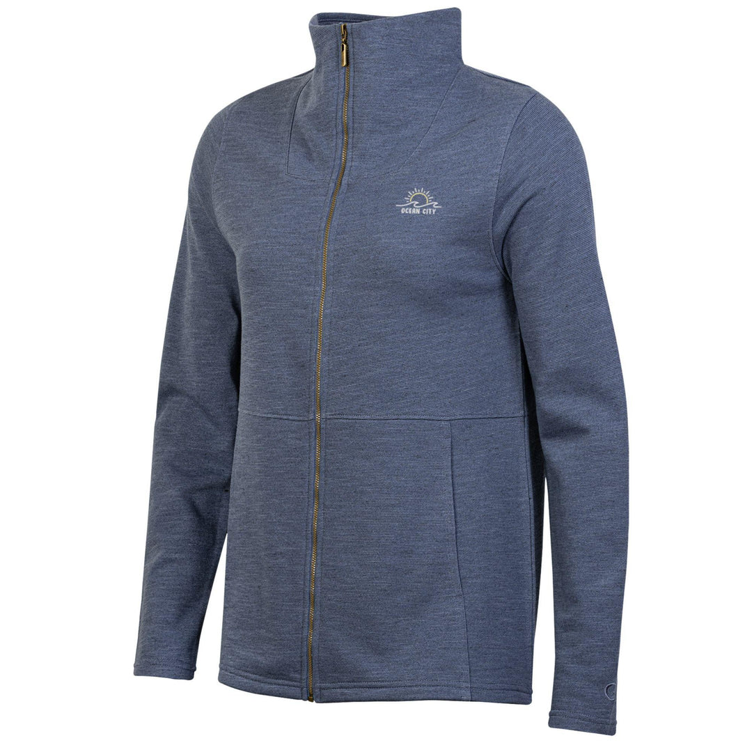 Gear - Long Sleeve Full Zip Cadet Collar OC Sun & Wave Sweatshirt - Blue (XXL)
