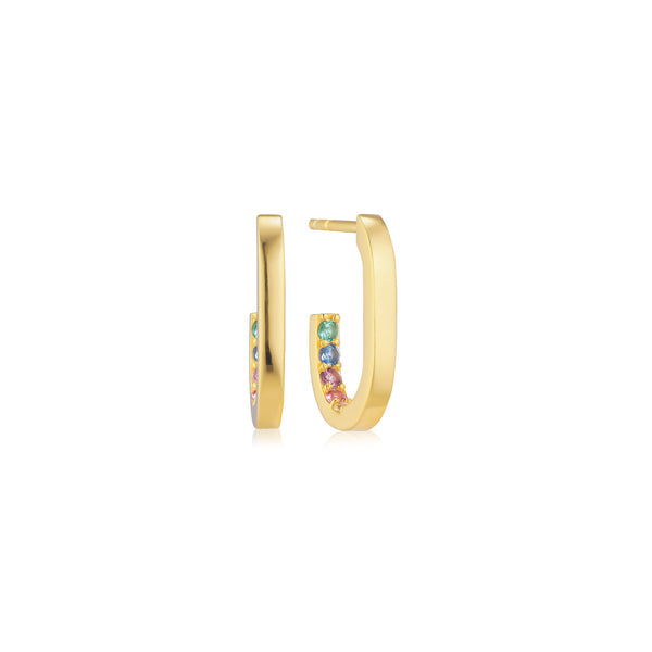 Sif Jakobs - Sterling Silver - 18K Gold Plated "Capizzi Piccolo" Multicolor Cubic Zirconia Hoop Earrings