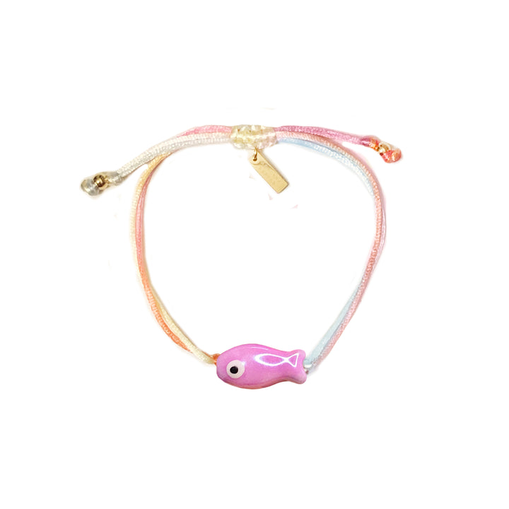 Adriana Pappas - Ceramic - 14K Gold Filled Pink Cord Fish Bracelet Adjustable