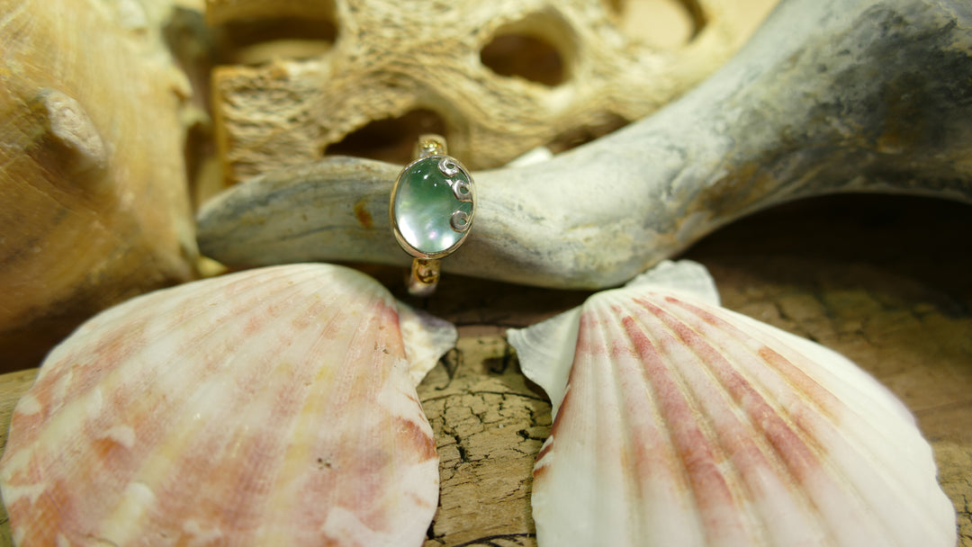 SS & 22k vermeil ring AZMOPQ,